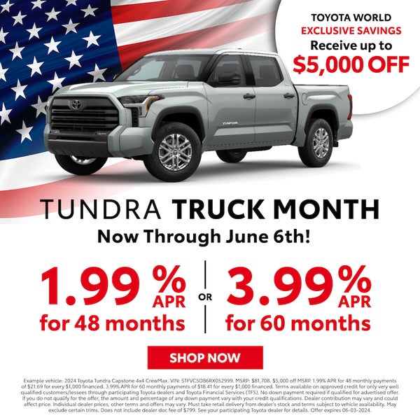 Up to $5,000 Off Tundra Models
