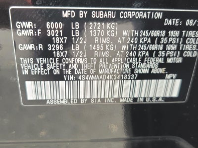 2019 Subaru Ascent Base