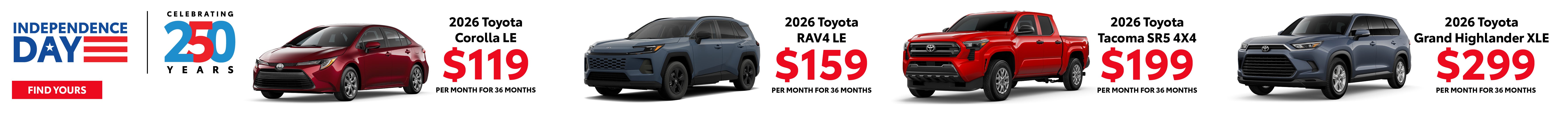 Toyota World of Lakewood July Lease Specials